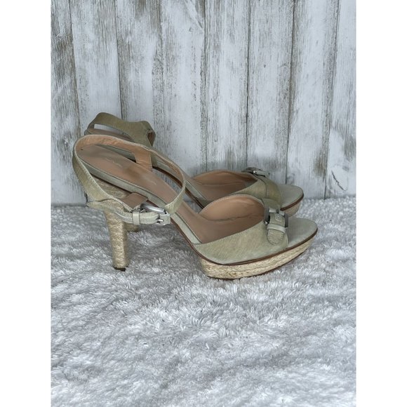 Via Spiga Heeled Sandals Sage Green With Twine Soles Size 10 M - Picture 4 of 11